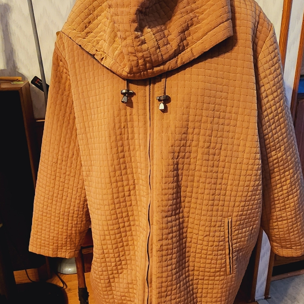 Outdoor elements brown windbreaker puffer jacket 1X EUC